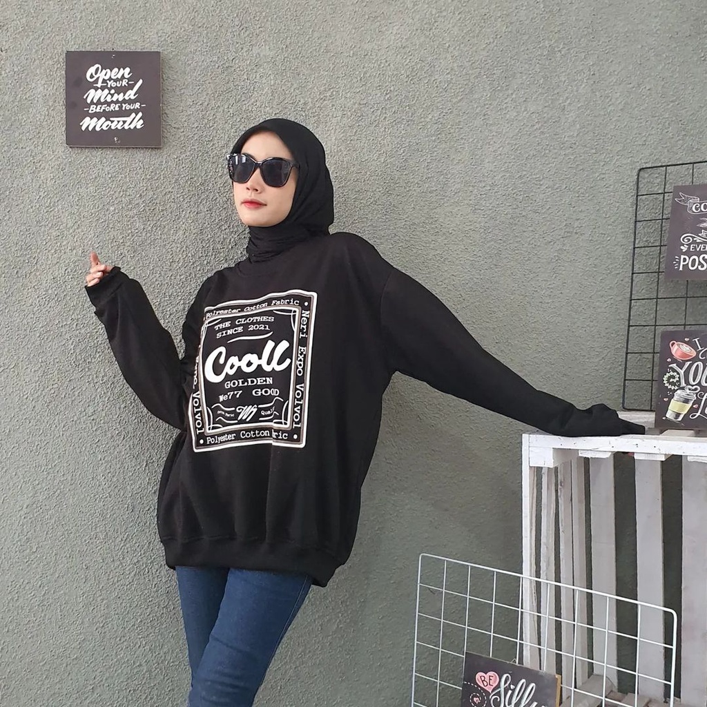 Atasan Wanita Sweater Oversize Cool Ukuran XXL Bahan Pleece Style Korea Terbaru