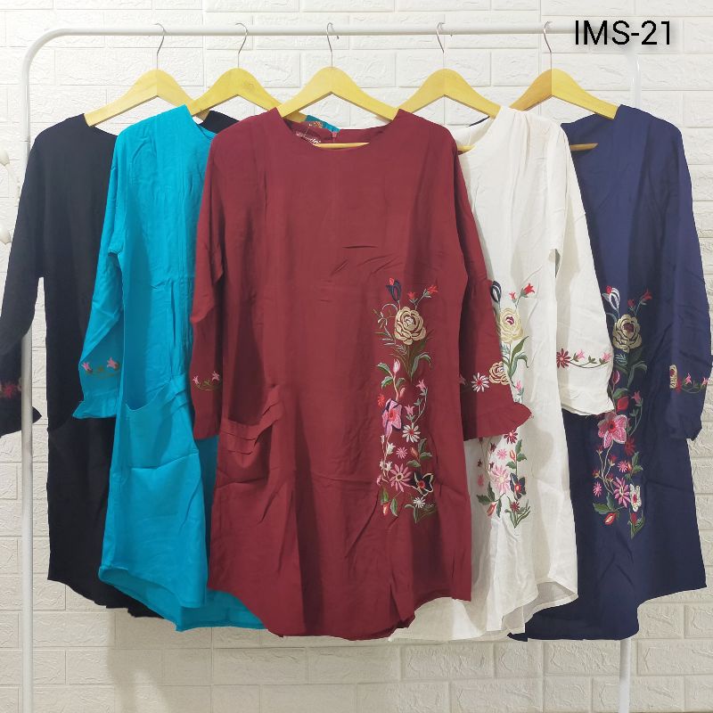 TUNIK WANITA JUMBO BIG SIZE IMPORT TERBARU BAJU WANITA BORDIR BUNGA TRENDY TUNIK RAYON XXL MODEL BAR