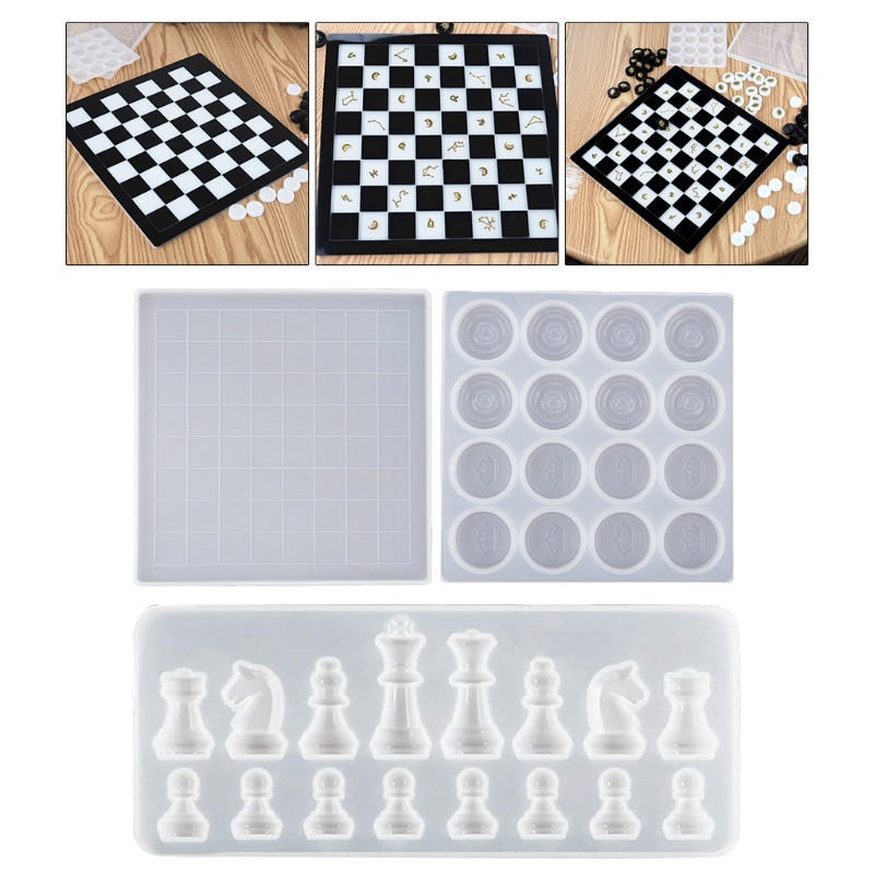 SIY  Chess Kit DIY International Chess Pieces Checkers Checkerboard Silicone Mould