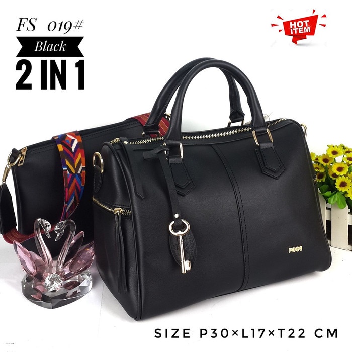 PROMO TAS WANITA Tas wanita batam FOSSIL 019 SPEEDY tas fosil handbag import murah - Hitam RANSEL SE