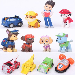 12pcs/Set Mainan Paw Patrol Puppy Car Boy Toy Gifts Figure Doll Action Collection Model Boneka