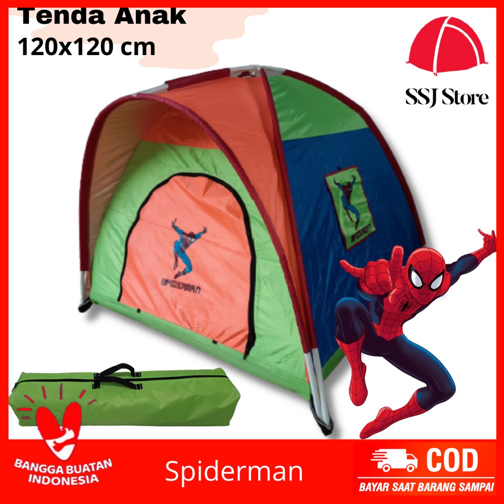 Tenda Anak Spiderman Ukuran 120x120 cm SSJ Store Gratis Ongkir Bisa COD / Kemah - Kemahan Anak