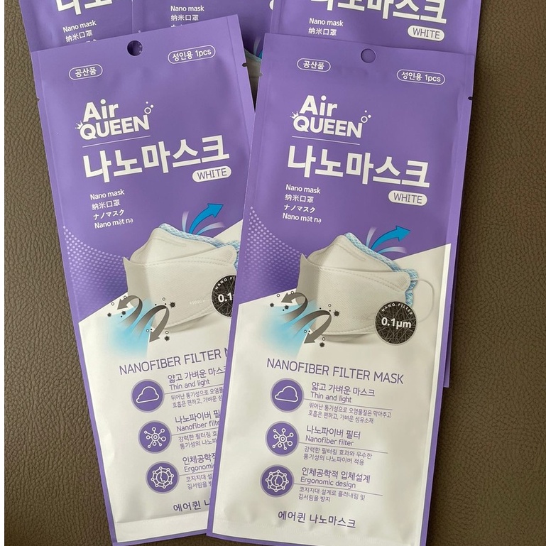 Masker Air Queen Nano Fiber Filter Mask Made in Korea - Putih