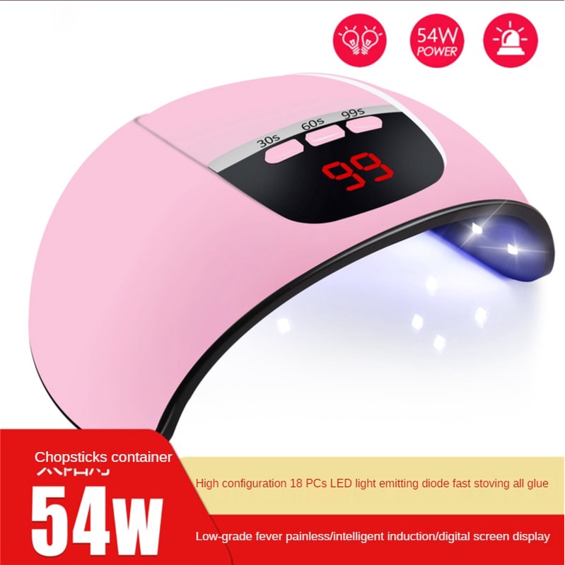 Pengering Kutek Kuku Gel Nail Art 54W PROFESIONAL Smart Portable Lampu UV LED Nail Dryer YZ23 54W Manicure Lamp Third Gear Timing Smart Grill LED Dual Light Source Nail Phototherapy Machine Nail Lamp Hot-selling nail art dryer LED nail art lamp UV lamp