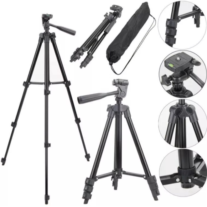 Tripod 3120 Black Tripod HP dan Kamera Universal 1M+ Free Holder U Kaki Stabilizer 1 Meter - Berkualitas