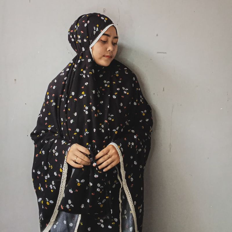 Eltu Syahira Mukena Dewasa Terbaru Motif Katun Rayon Jumbo Fashion Muslim Perlengkapan Sholat