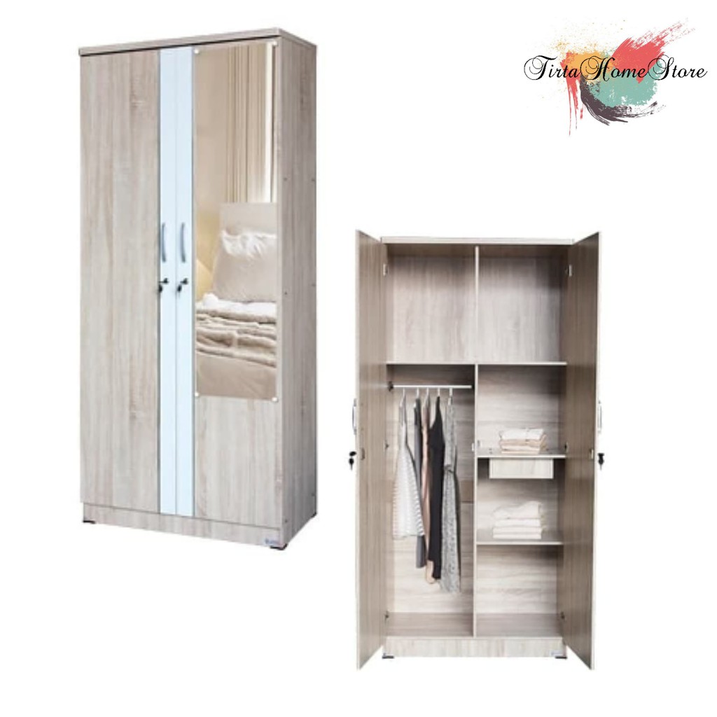 Lunar Furniture - Lemari Pakaian 2 Pintu Oak Muda 011 Termurah