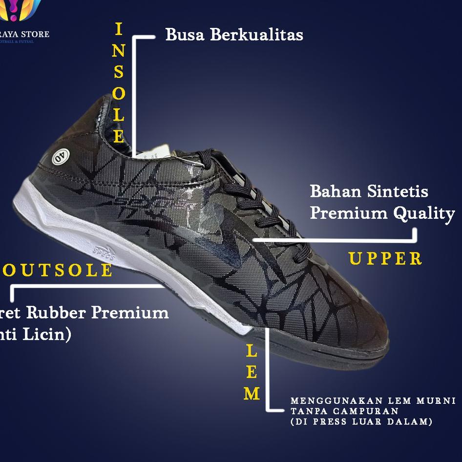 sepatu futsal putsal footsal SPECS SPYDER HITAM POLOS futsal murah "EC. 503414"