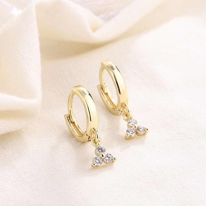 Anting Hoop Kristal Zircon Gaya Korea Untuk Wanita