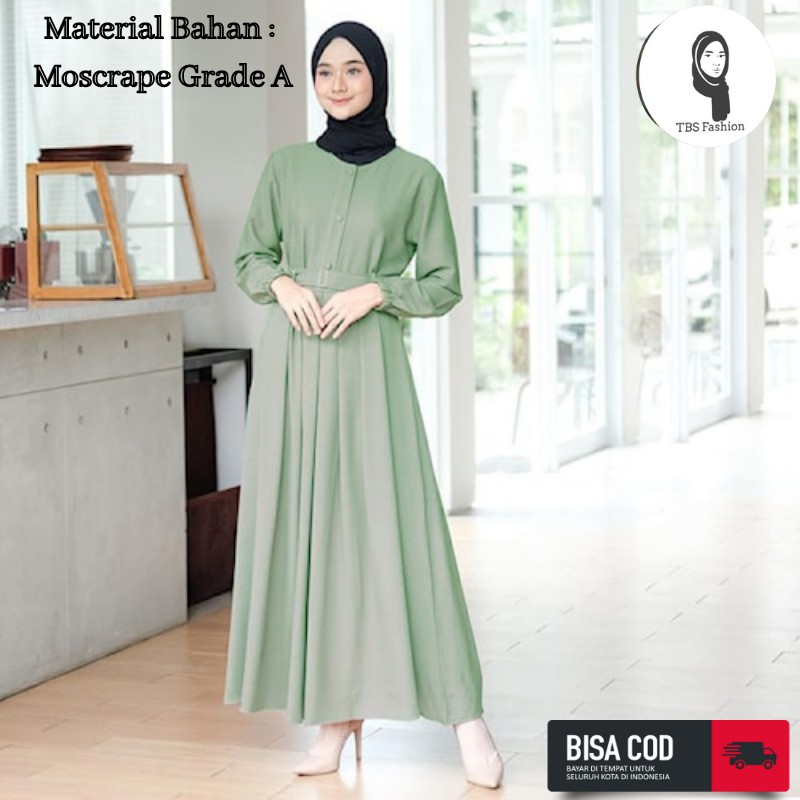Baju Gamis Atasan Wanita Cewek Remaja Terbaru Bahan Moscrepe Adem Halus Model Modern Berkualitas Premium Quality Casual Acara Formal Kondangan Lebaran 2022 Bisa COD-Matcha & Belt