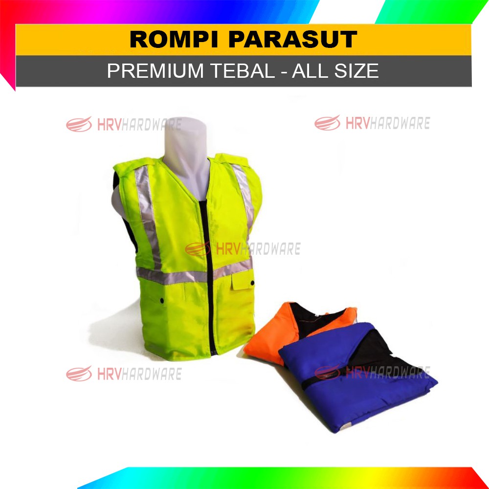 Rompi Parasut Biru-Orange-Hijau-Touring Parkir Security