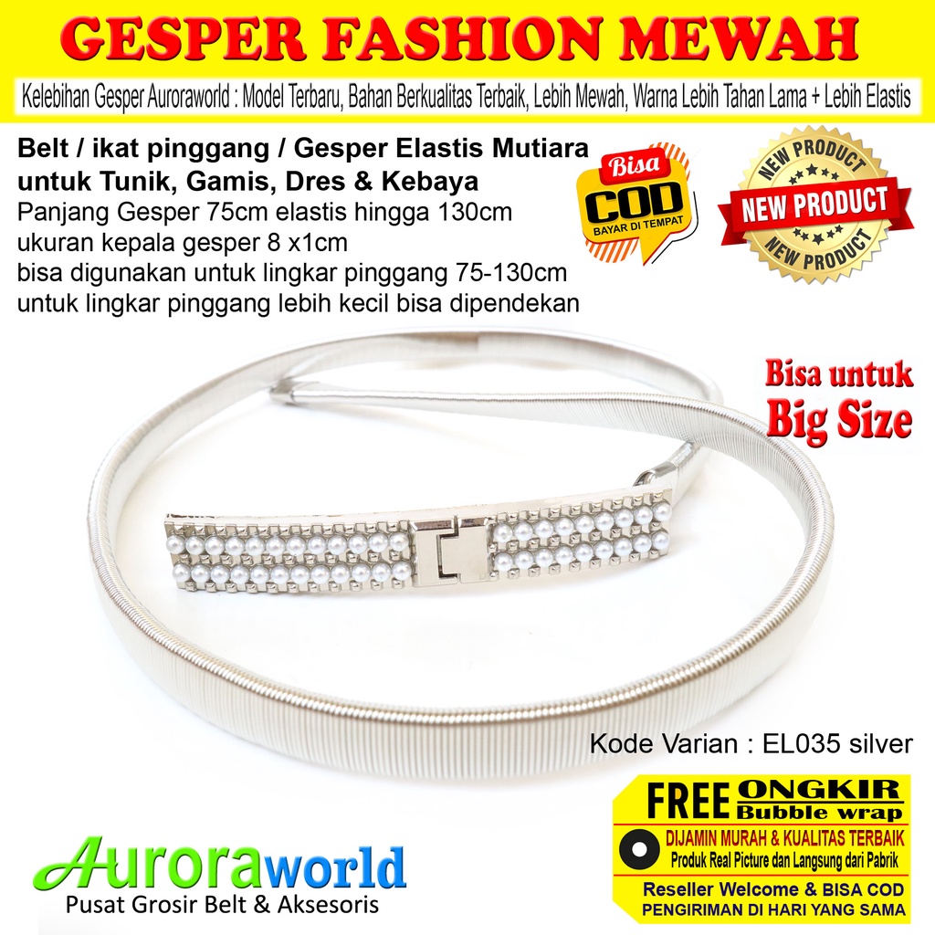 Auroraworld Gesper wanita Belt Ikat Pinggang Dres Elastis  Terbaru bisa COD