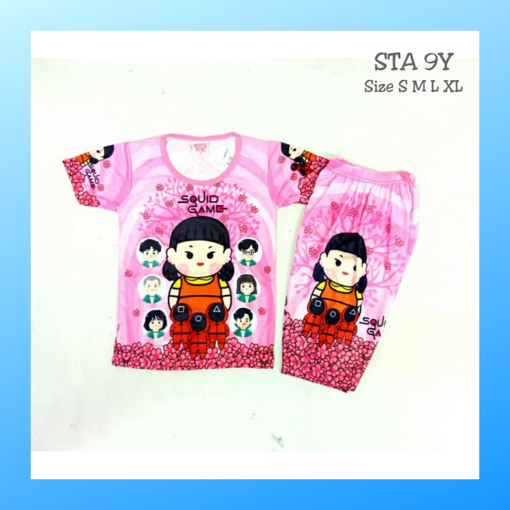 Setelan squid game pakaian anak perempuan STA9Y fashion kpop suit apparel outfit girl casual baju celana stelan tidur kaos karakter piyama babydoll