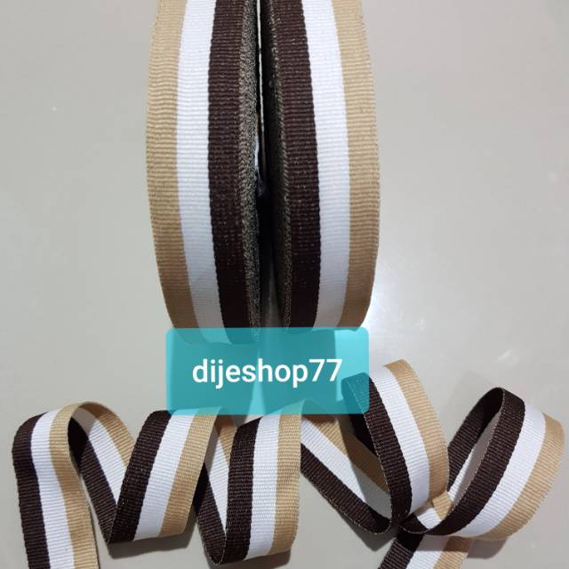 Pita list coksu 2,5cm ROLL/ pita cokelat putih 2,5 cm / list tape / bisban / celana baju list pundak