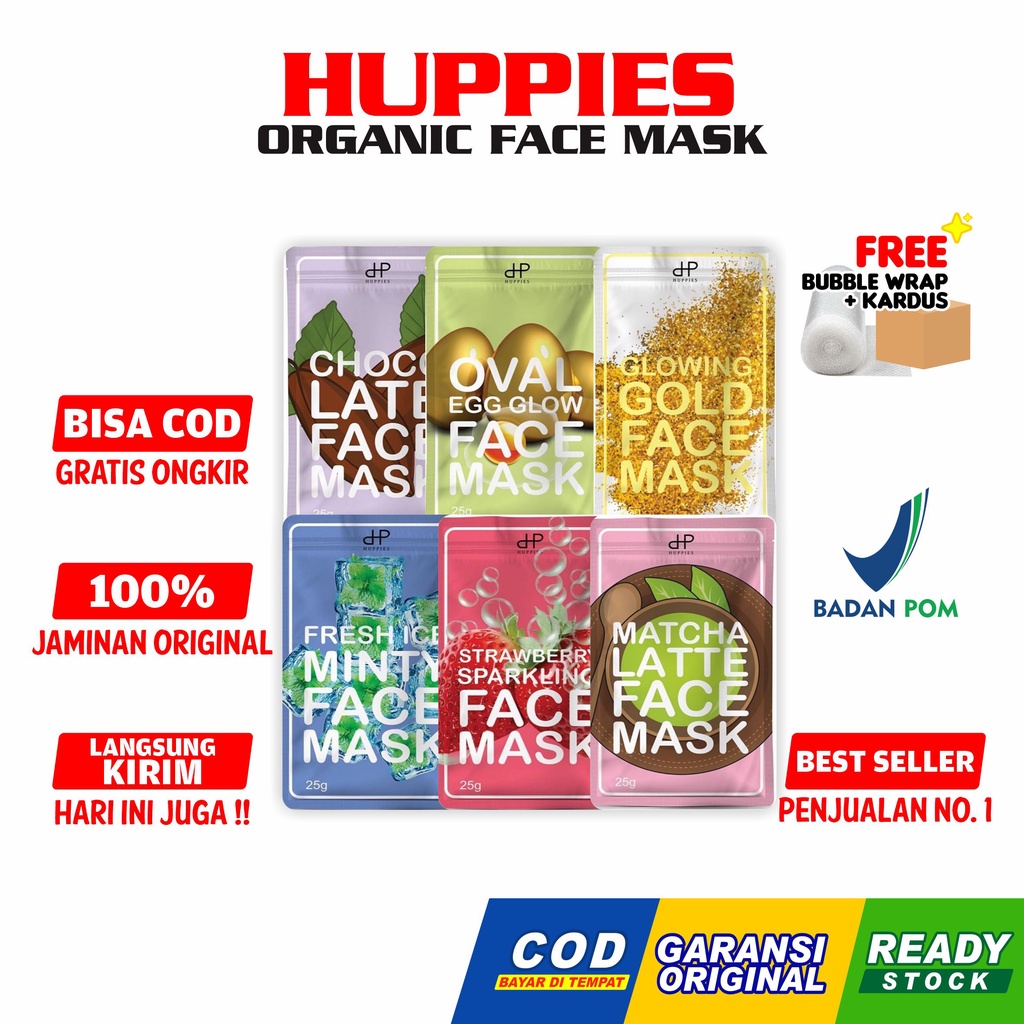 Masker Huppies Organik Facemask Organic 20gr Original BPOM Halal