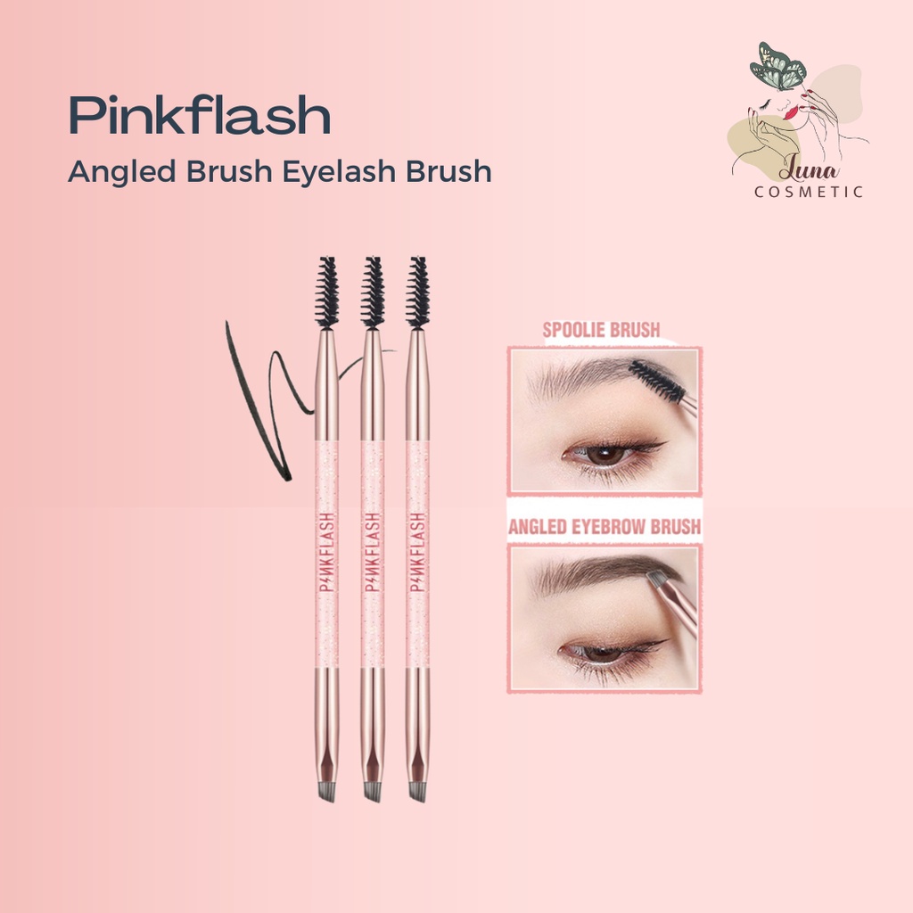 PINKFLASH Multi-use Duo Makeup Brush Professional Makeup Tool Spoolie Brush and Angled Brush Eyelash Brush Precision Smudge Brush