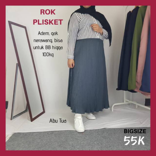 ROK PLISKET JUMBO / BIGSIZE - PREMIUM XXXL 100KG - REMPEL PLEATED FLARE SKIRT MAYUNG