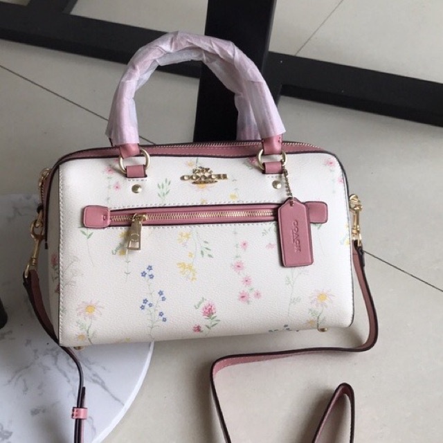 [Instant/Same Day]3100 coach Rowan Satchel Floral Print Women Handbag Crossbody Sling Pillow Boston Bennett Bag  ztb