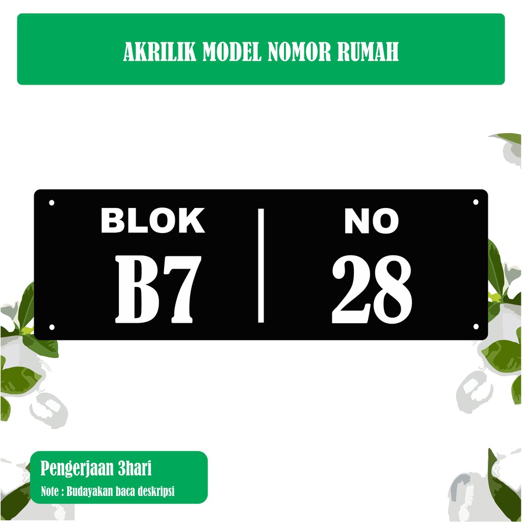 

Nomor Rumah Acrylic / Akrilik - 2 Baris 30cm x 12cm (sisi bulat)