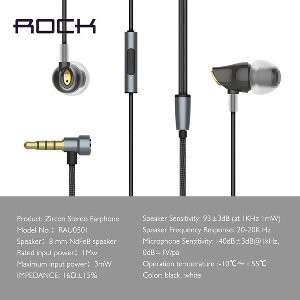 ROCK Nano Zircon HD Stereo Ultra Clear Earphone Earplug with IEM BASS