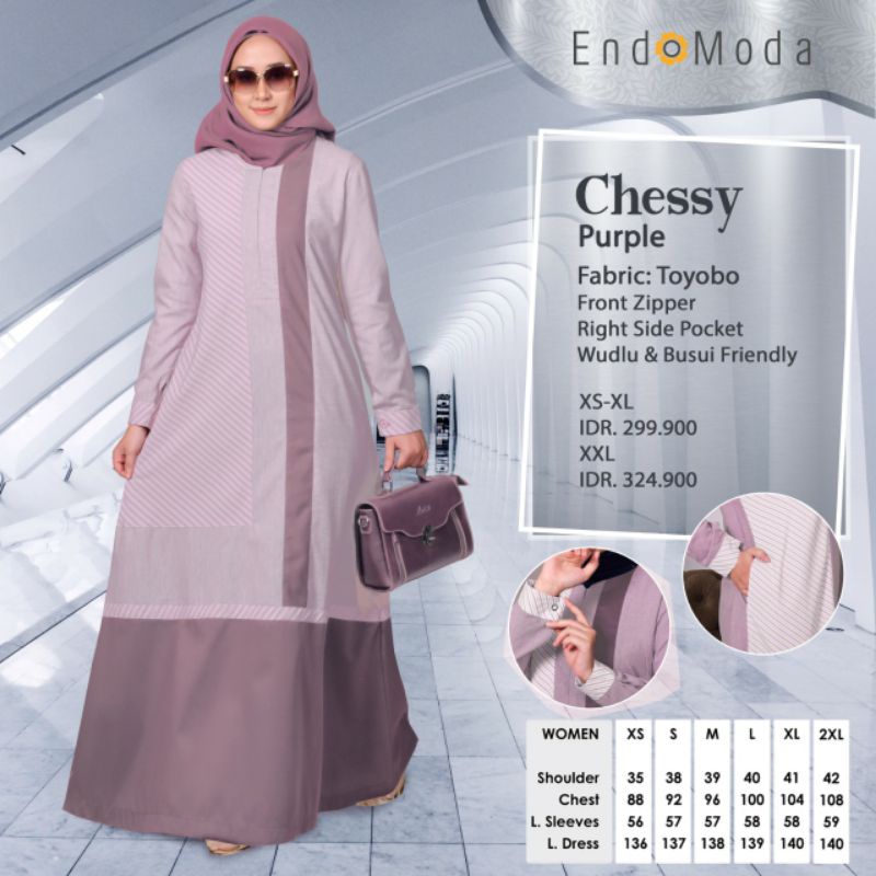 Endomoda Dress / Gamis Endomoda Chessy Purple / Endomoda Chessy Navy / Gamis Salur / Dress Lilac / D