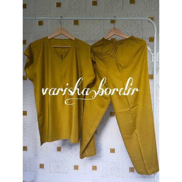 PIYAMA RAYON BUSUI - SET CELANA TANGAN PENDEK - PAJAMAS RAYON POLOS / SETCEL ONE SET PIYAMA