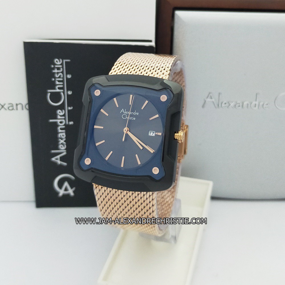 Jam Tangan Pria Alexandre Christie AC 3030 MD RGBL rosegold black Ori
