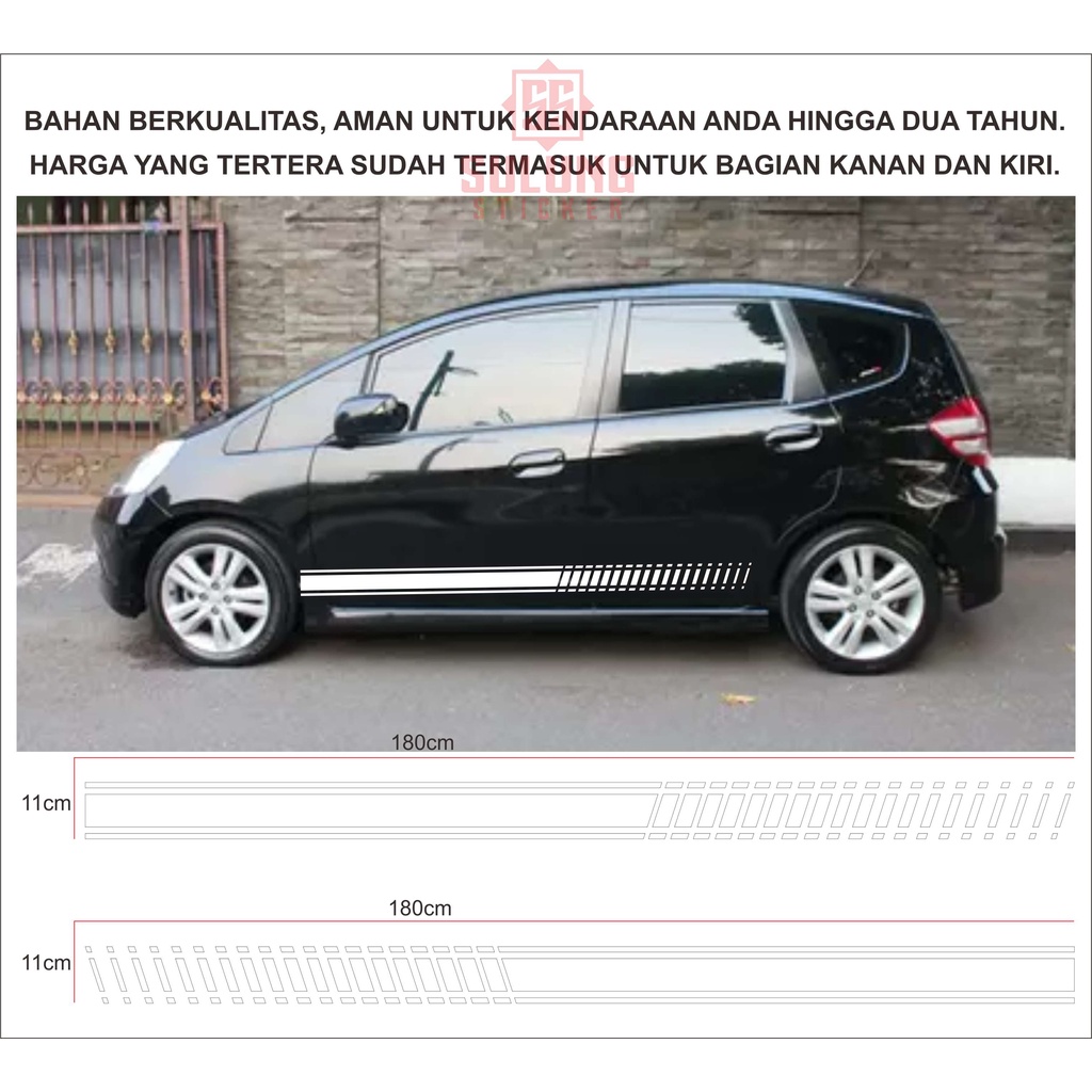 Stiker Mobil Jazz Agya Ayla Brio Simple Keren Variasi Cutting Sticker Samping Bawah Pintu