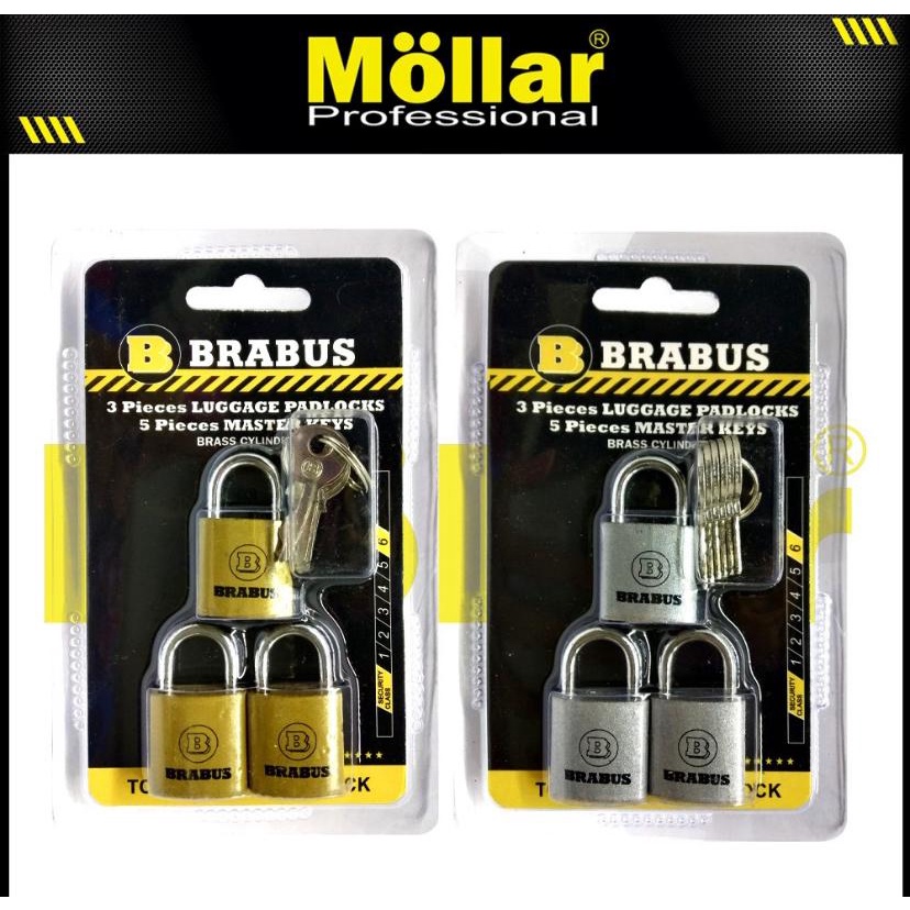 Gembok Koper BRABUS uk 20mm Master Key Set 3 pcs - Luggage Padlock 20 mm Kunci Gantung Tas Bagasi