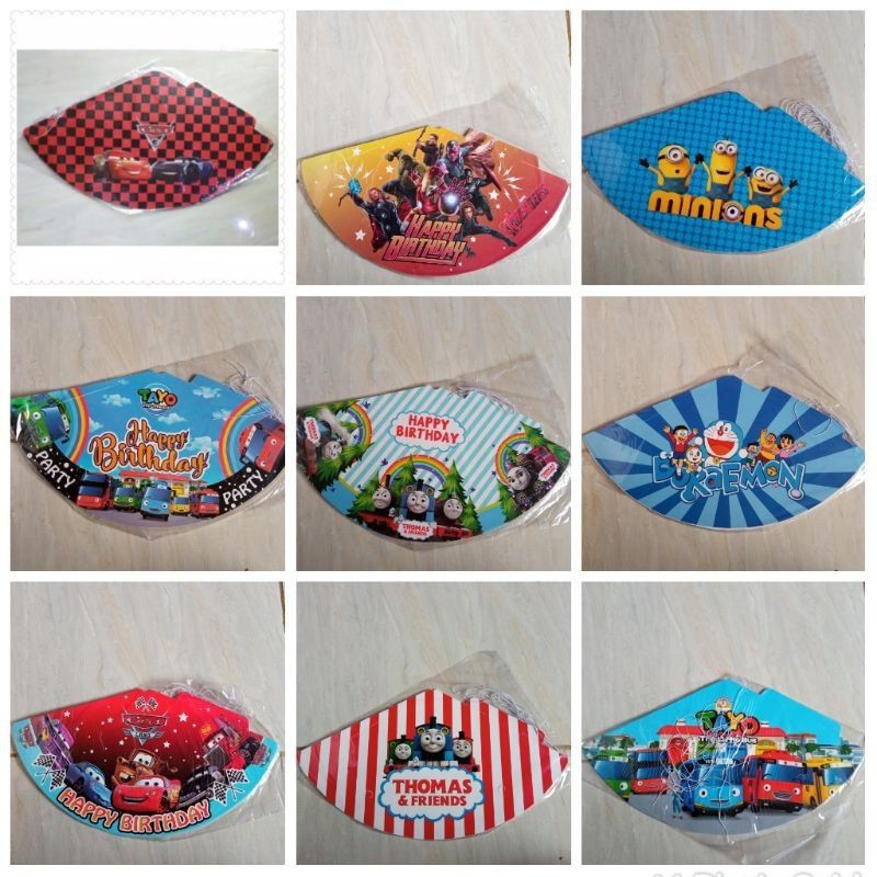 TOPI KERUCUT KARAKTER COWOK ISI 10 PCS