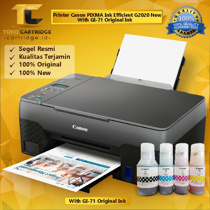 Printer Canon PIXMA Ink Efficient G2020 (Print - Scan - Copy) New Plus Tinta Original