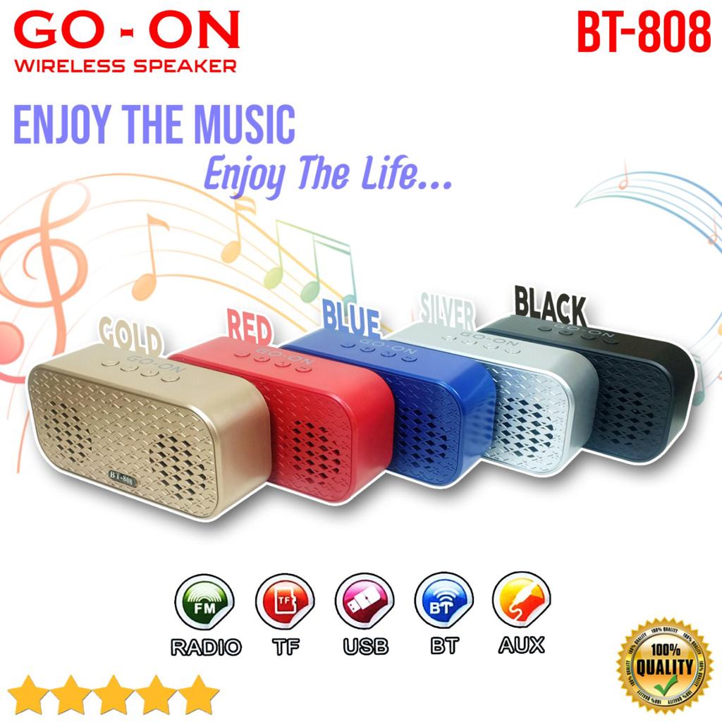 Speaker Bluetooth GO ON BT808 Wireless Portable Dual Subwofer High Quality Super Bass GO-ON BT 808