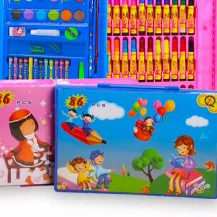 

➤ Stationery set pensil crayon dan cat air lengkap isi 86 - Biru ℗