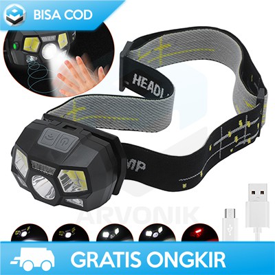 SENTER HEADLAMP CHARGER LED OUTDOOR TAFFLED XPE+COB 10000 LUMENS MURAH