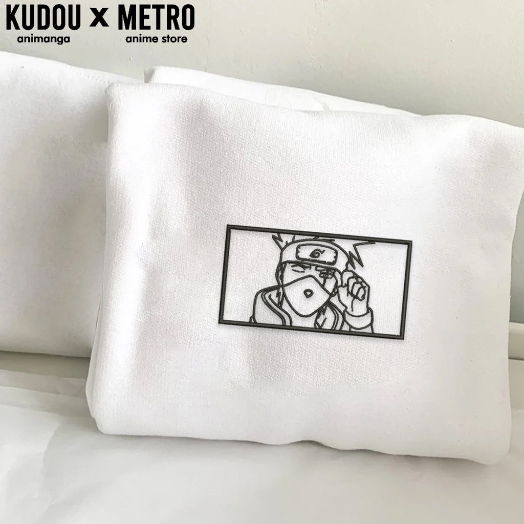 Crewneck Kakashi Lineart Embroidery Anime Manga Naruto Premium Unisex