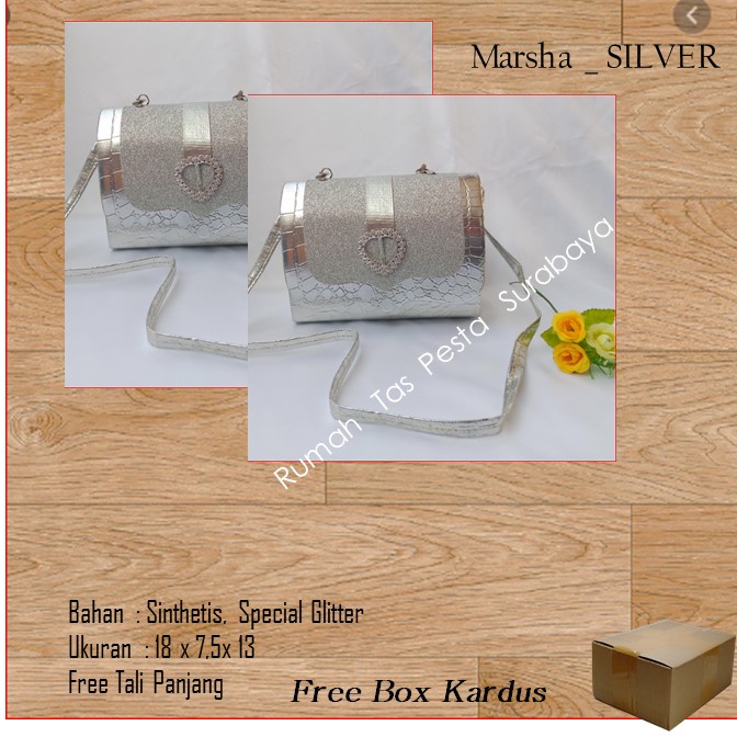 Tas Imut,Tas Kondangan,Tas Gliter,Marsha _ SILVER