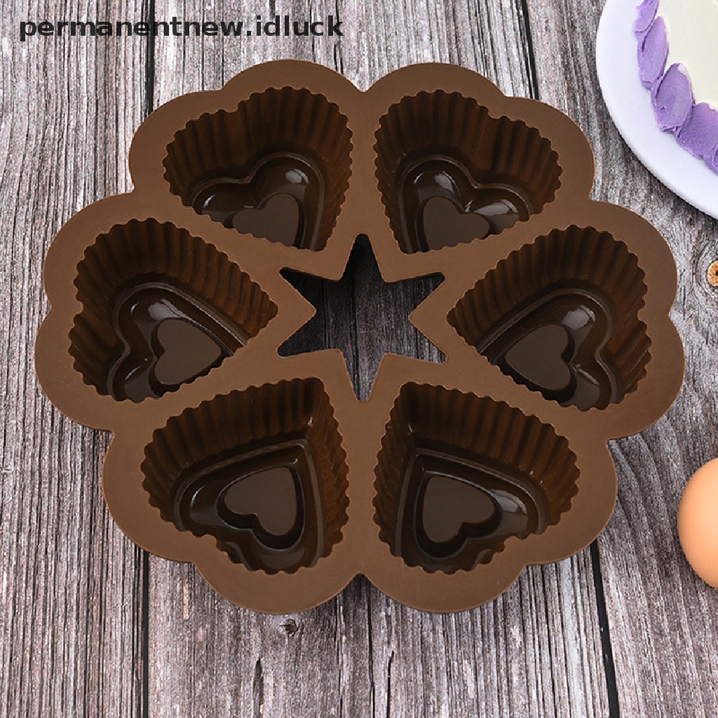 Cetakan Kue Cupcake / Muffin / Cokelat Bentuk Hati Bahan Silikon