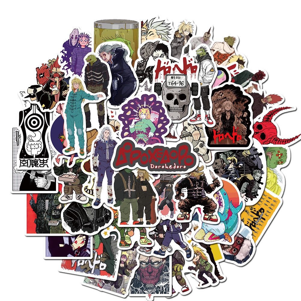 50pcs Pack Anime Dorohedoro Stickers For Skateboard Guitar Motorcycle Laptop Girls Waterproof Sticker Toy Decals