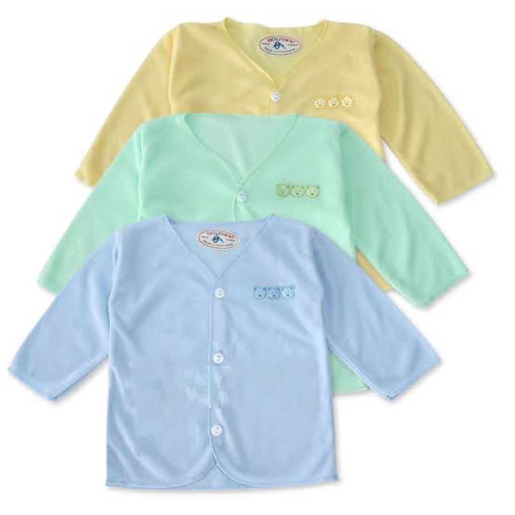 3 Pcs Baju Bayi DOLPHIN SNI Lengan Panjang Model Kancing - Kemeja Bayi Lengan Panjang (Newborn)