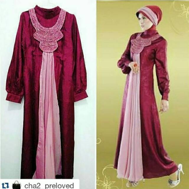 Dress pesta mewah abaya laurencia + jilbab instan