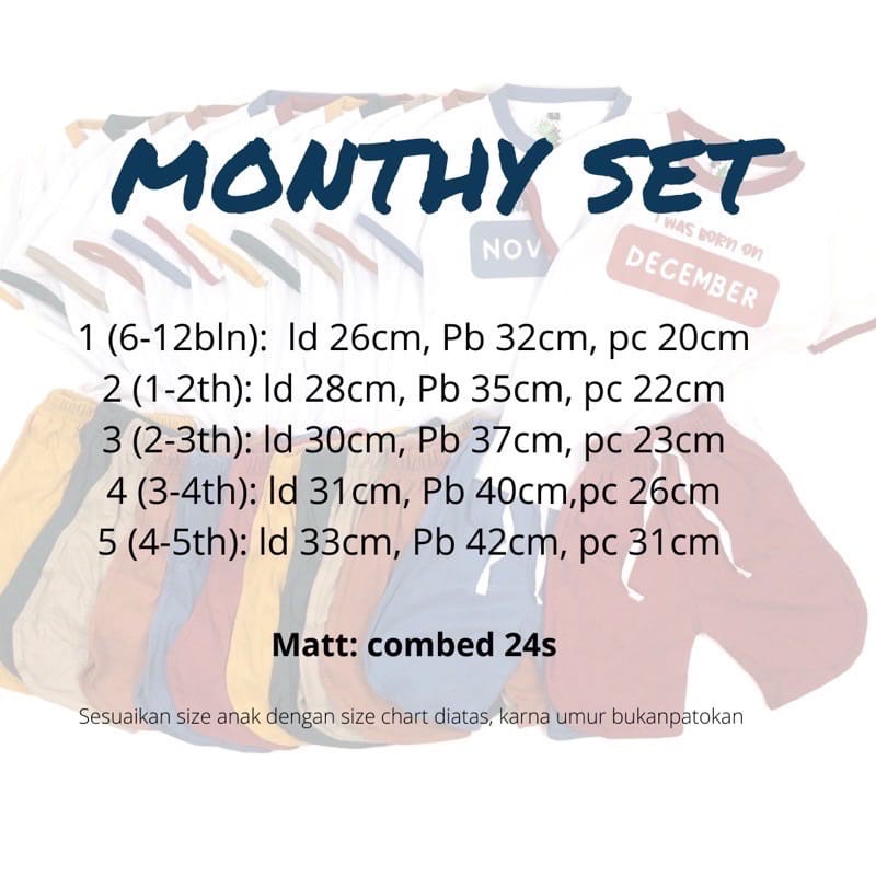 MONTHY SET 2 | Setelan anak unisex 1-4th