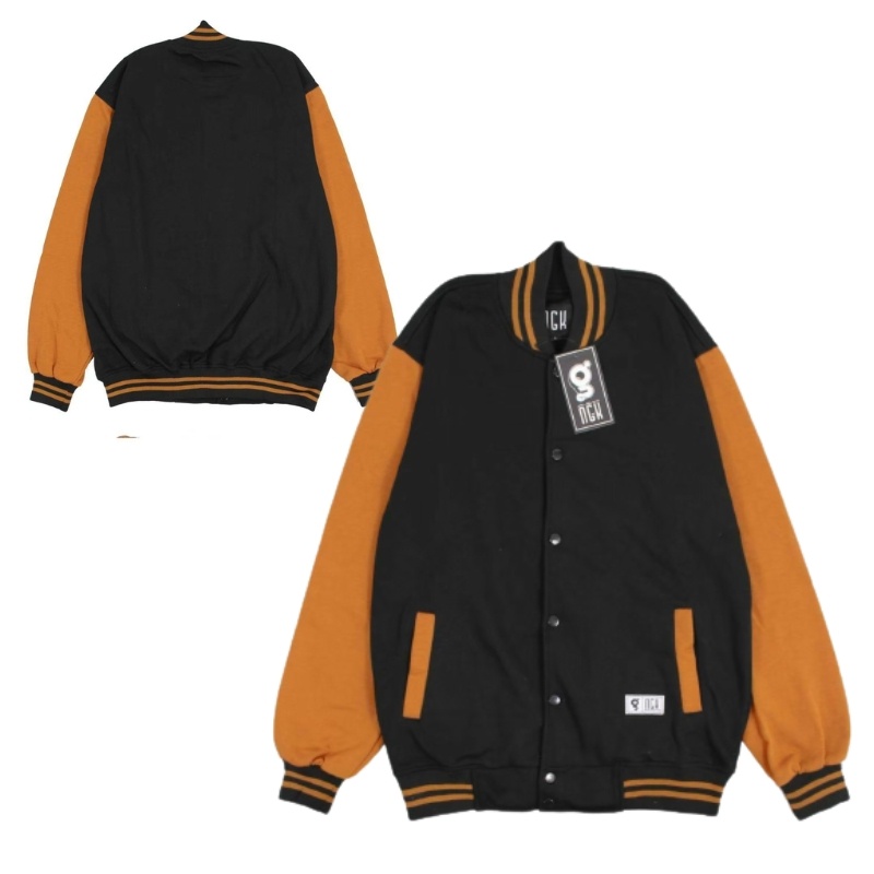 VARSITY JACKET COLOR BLACK SIG MURSATD - JAKET VARSITY NGK - JAKET BASEBALL - UNISEX - VARSITY POLOS - UNISEX