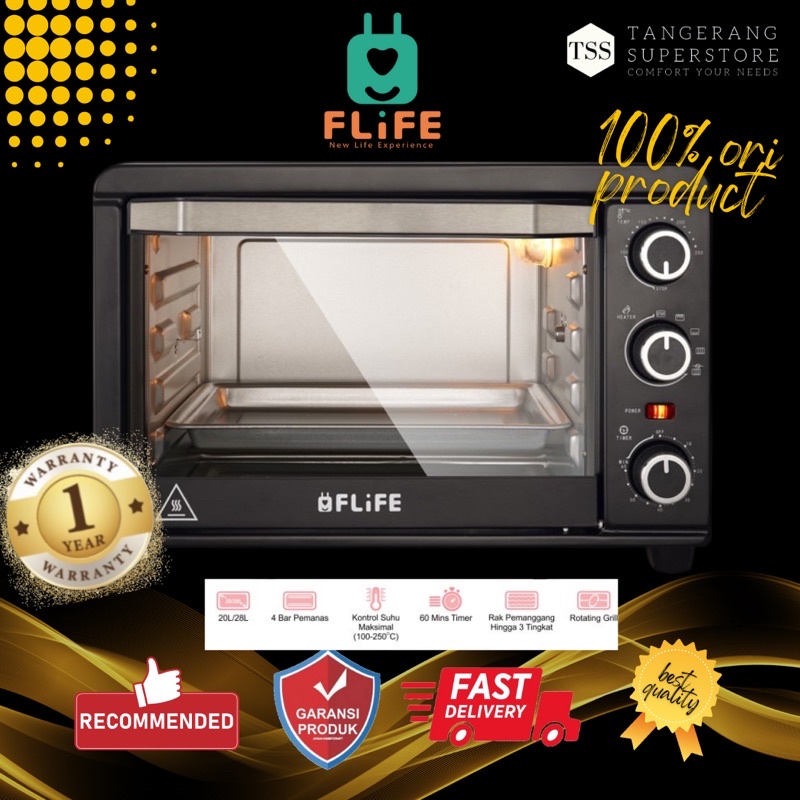 FLIFE OVEN LISTRIK LOW WATT 20L - 4 ELEMEN PEMANAS OV-20HX01 20H OVEN