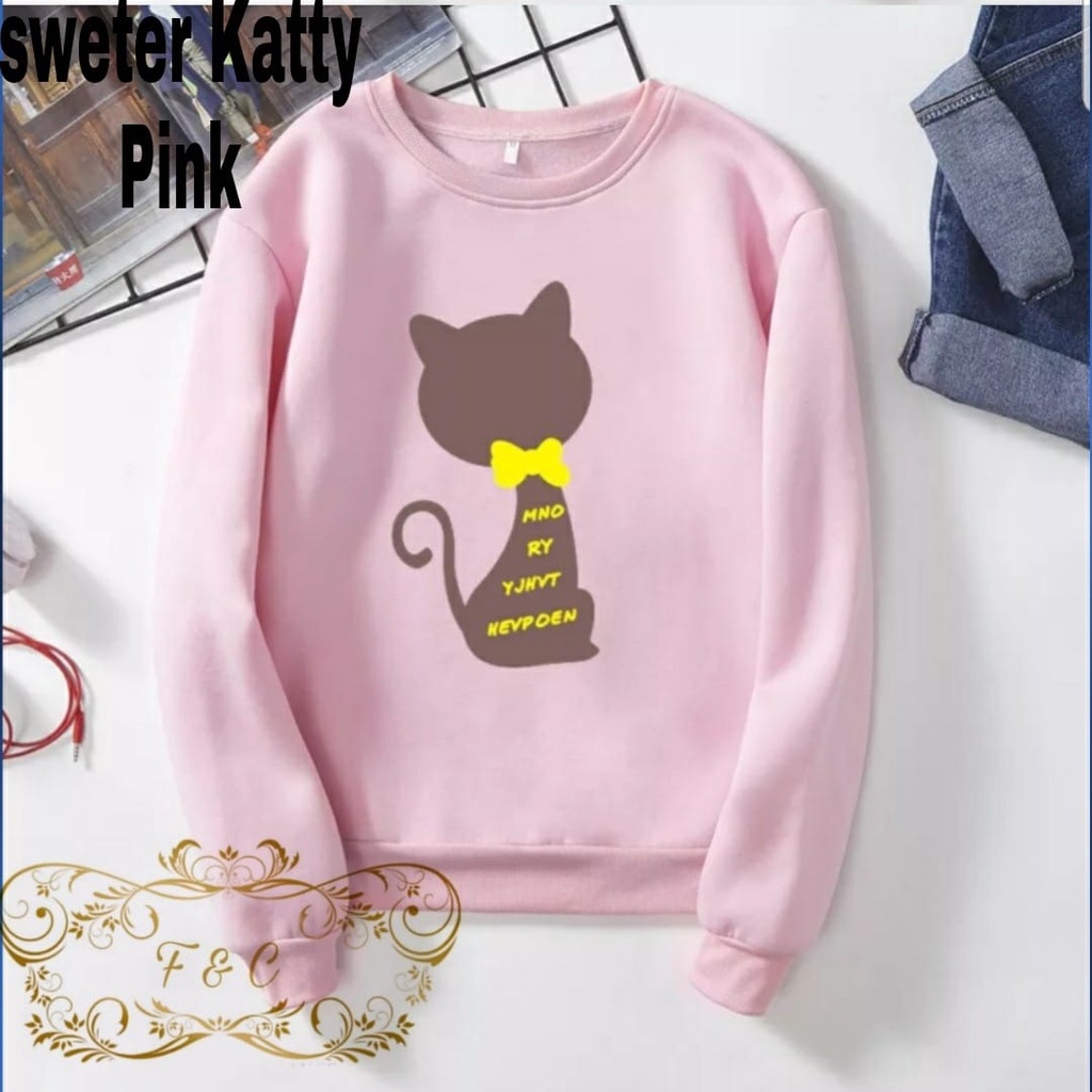 PCS SWEATER KATT 3 UKURAN L XL XXL FASHION PAKAIAN WANITA ATASAN BAHAN BABYTERRY FE