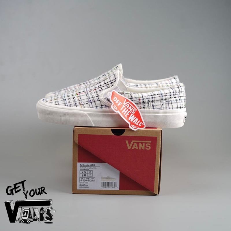 Vans Slip On Original Plaid Woven Marshmellow Original 100% Bnib