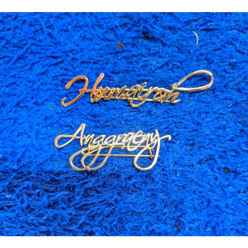 Bros Costum nama lapis emas 24k - Bros hijab - Bros nama sendiri - Bros jilbab