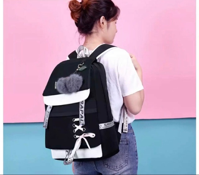 Tas sekolah anak ransel blackpink samping ransel korea tas anak tas sekolah ransel offwhite tali