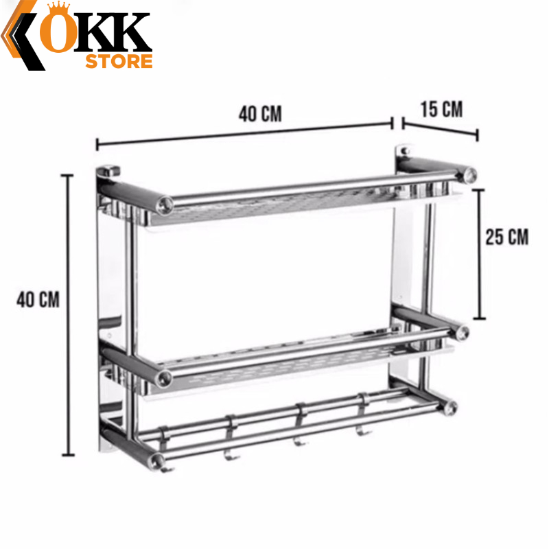 OKK Rak Kamar Mandi Rak Toilet Rak WC 3 Tingkat Gantung Rak Dapur Stainless Steel Rak Toilet Minimalis