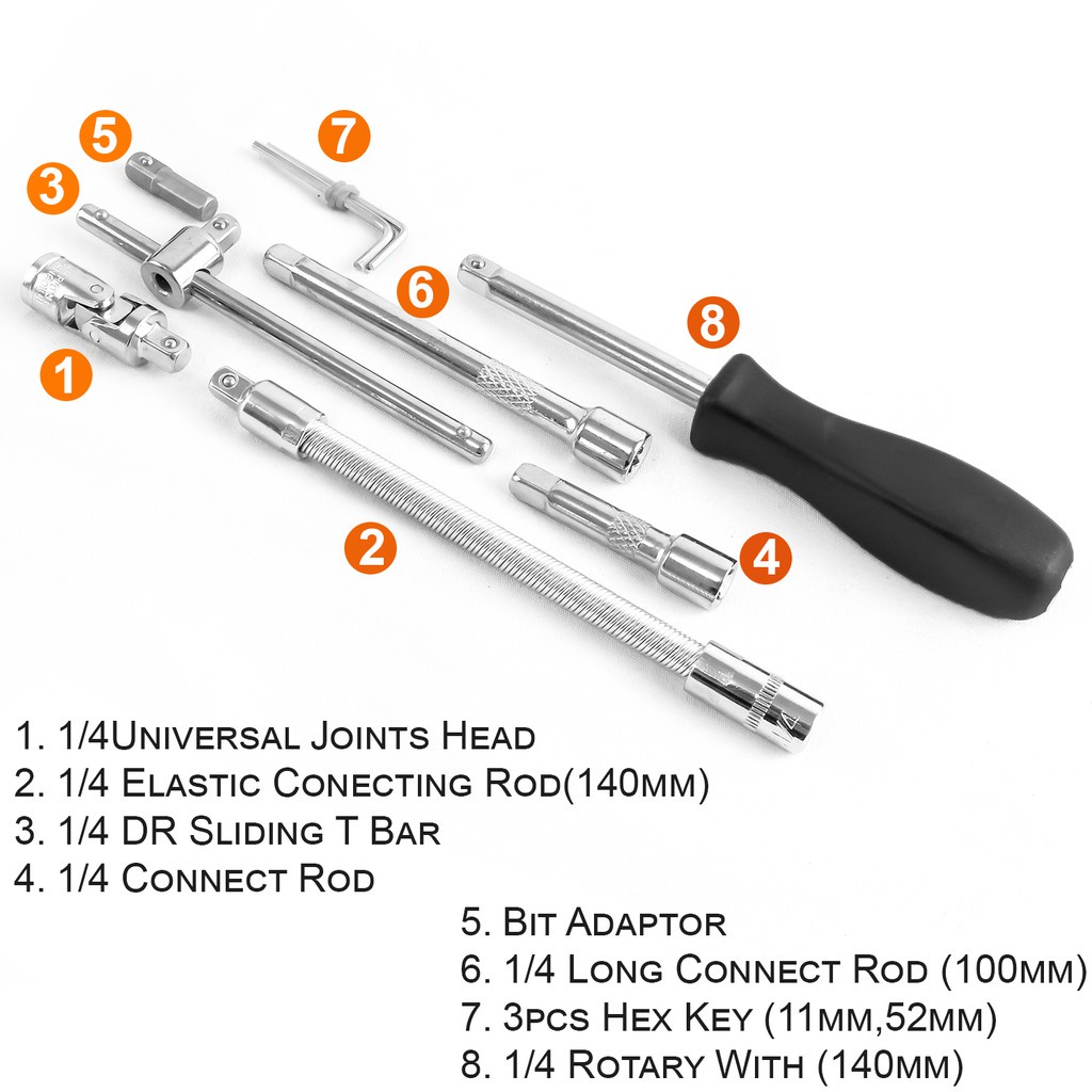 Dagmara Kunci Socket Wrench Pas Socket Set 1/4 Car Repair Tool 46 pcs