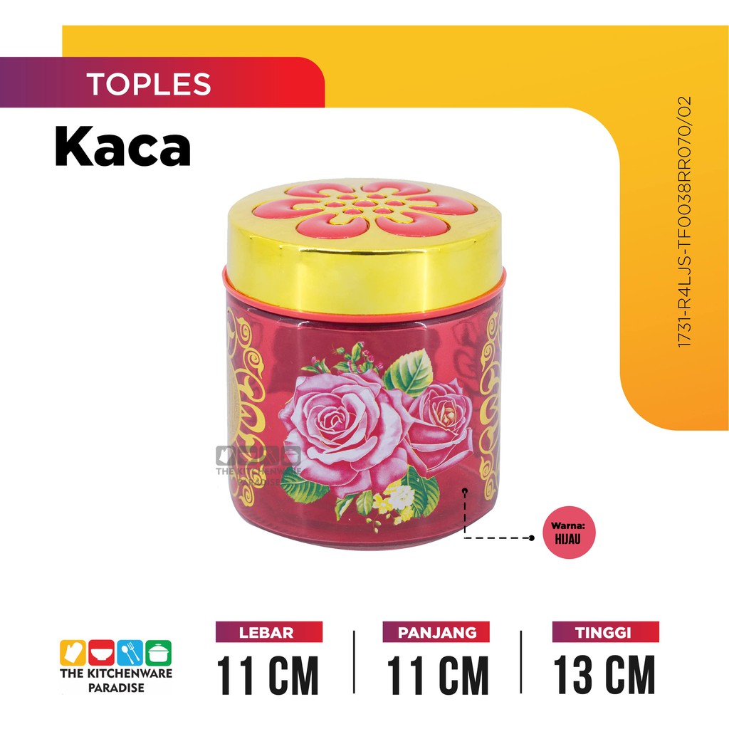 TOPLES KACA MERAH MOTIF BUNGA PINK